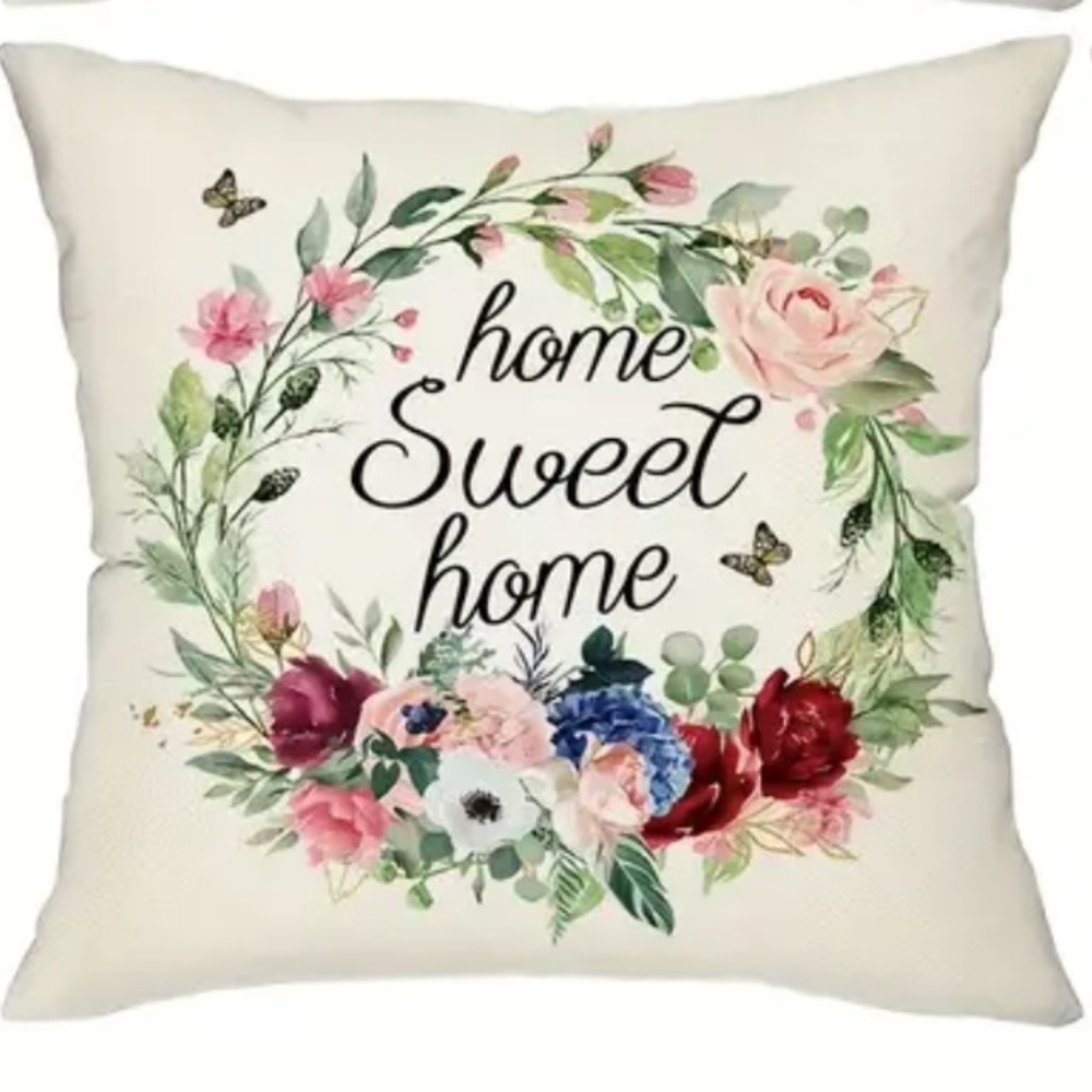 NIP Pillow cover. 18” x 18”  Zipper open/close 1/pc “Home Sweet Home “